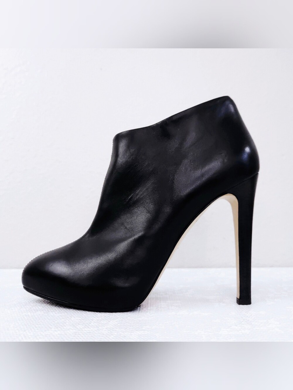 Giuseppe Zanotti Eva Heeled Booties Black Leather Platform Pumps EU 40